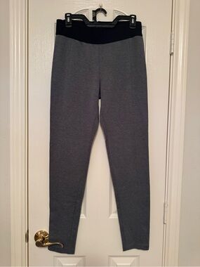 Stretch Cotton Blend Leggings in Charcoal with Black Waistband